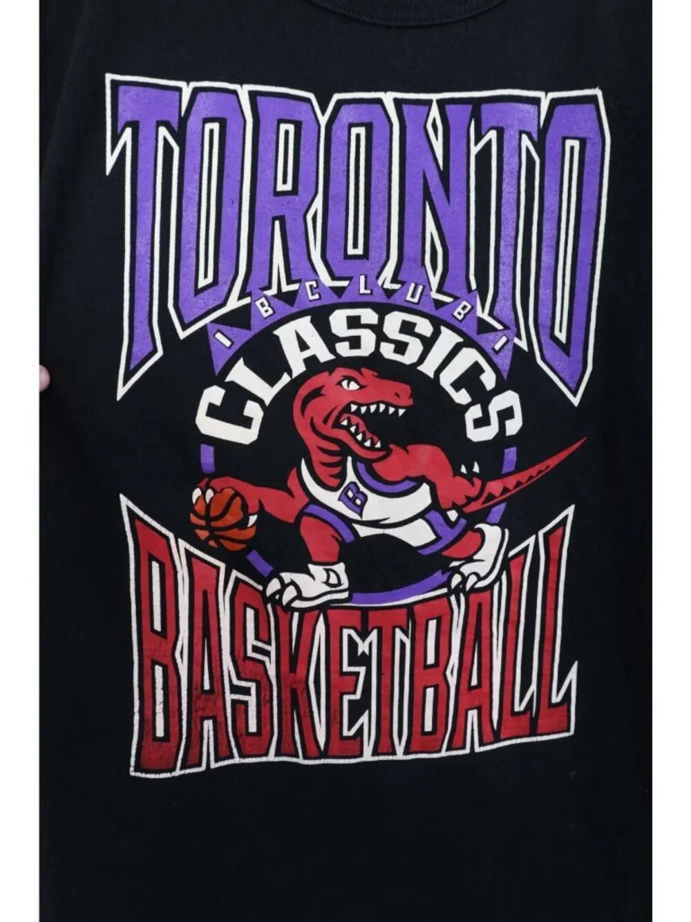 Vintage 90s Y2K Champion Mens Medium Toronto Raptors Basketball T-Shirt Black - Picture 5 of 14